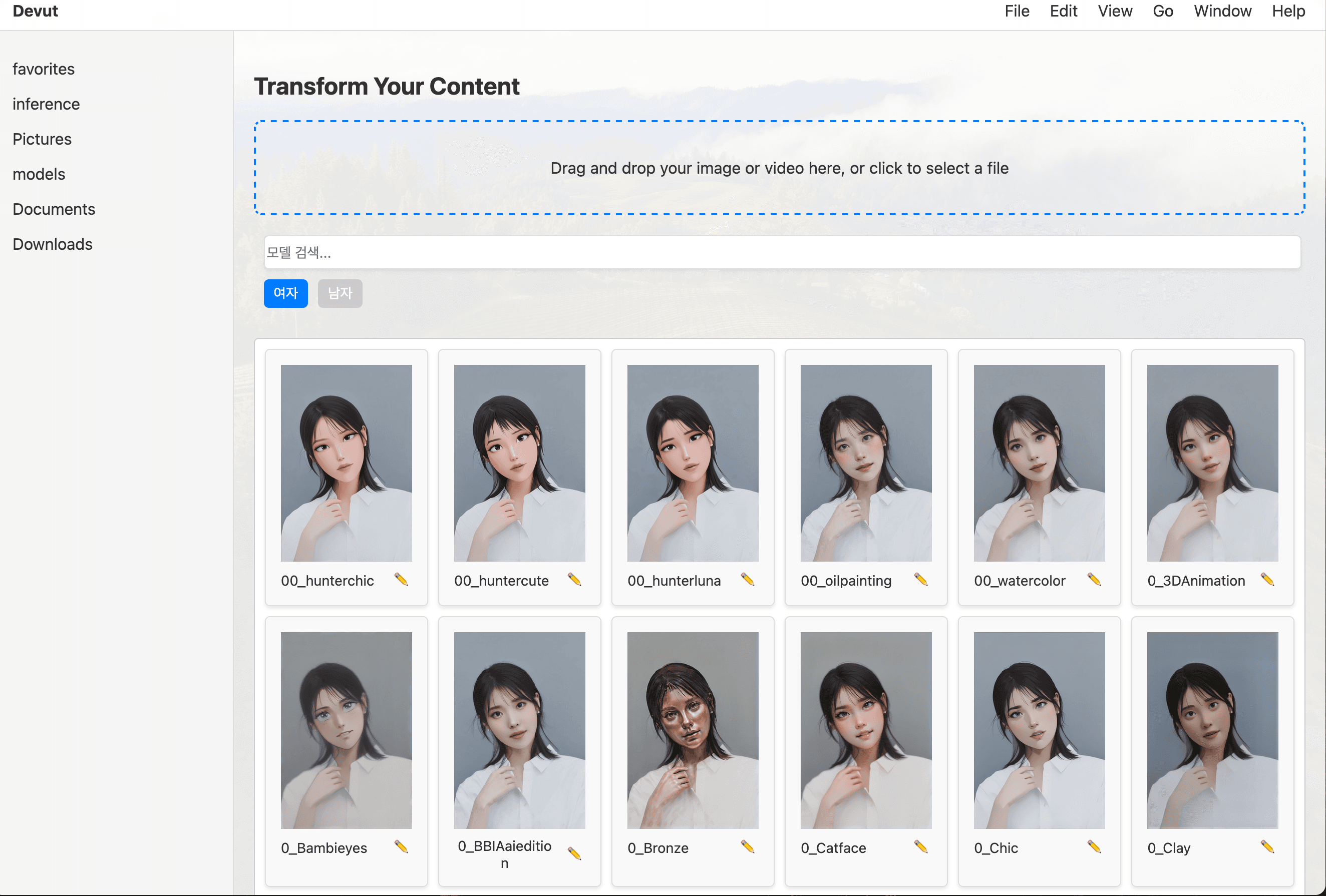 Multi-Stylizer 추론 테스트용 저작도구 화면